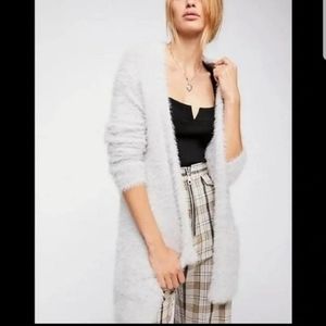 Free People Fuzzy Cardigan Gray Size Large